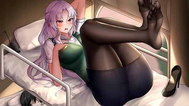 Fucked a hot girl in pantyhose while riding on a train Hentai uncensored