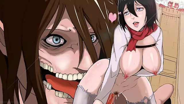 Attak on Titan Hentai Eren Jaeger licks Mikasa's tight pussy and fuck hardcore anime hentai cartoon