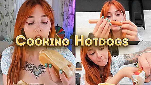 Cooking hotdogs on kitchen