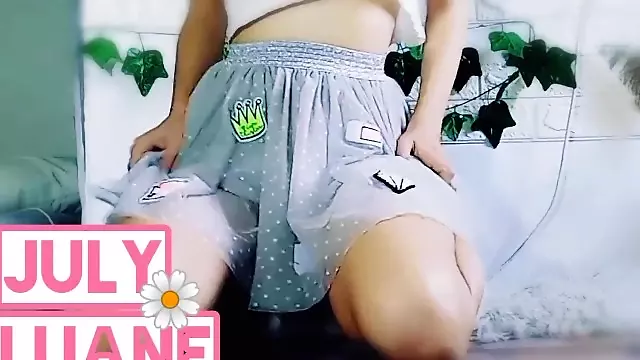 Sweet-BabyGirl with Cute TuTu Skirt Rubs Her Lovely Wet Pussy
