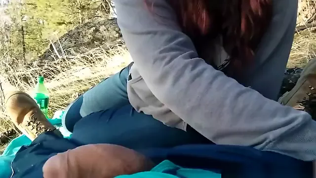Amateur girl from college sucking a dick in a park