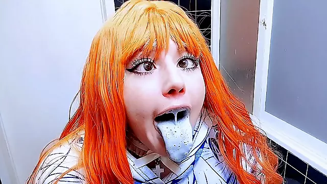 Redhead Brushes Her Teeth