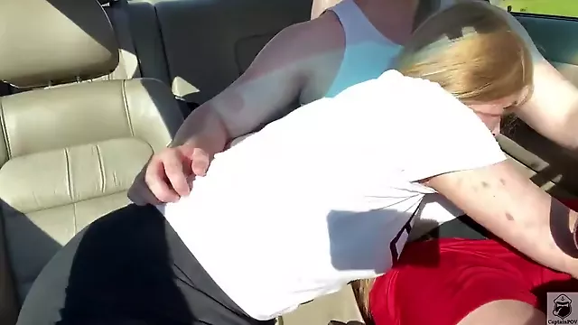 Blonde Slut Sucks Dick While Driving!