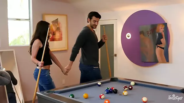 Great ass fucking sex on the pool table with a slim honey