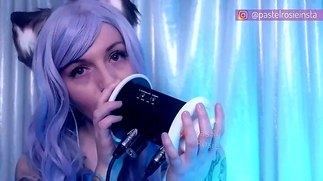 SFW ASMR - Deep Wet Ear Licking - PASTEL ROSIE Eargasm Cat Girl Cosplay, Tongue Tease Makes You Hard