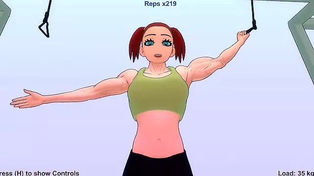 Female muscle growth animation, female muscle, anime muscle growth