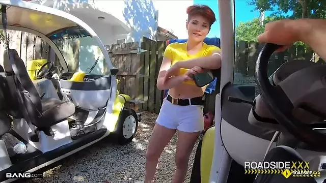 Roadside - Short Haired Redhead Gets Fucked By Mechanic's Big Cock