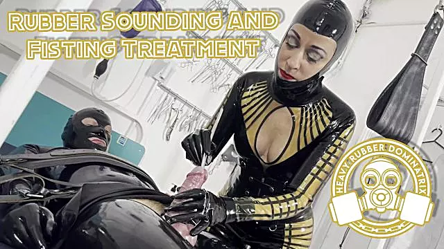 Rubber Sounding and Fisting Treatment - Lady Bellatrix in medical play heavy rubber