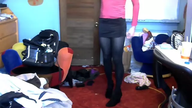 Femboy masturbing trying on outfits