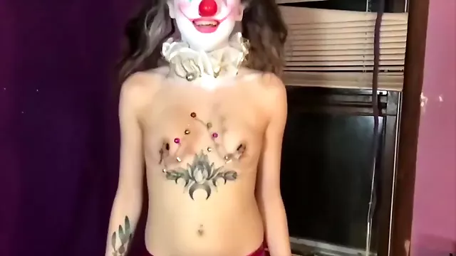 slow motion boob bouncing. breast b cub hard nipples sexy clown