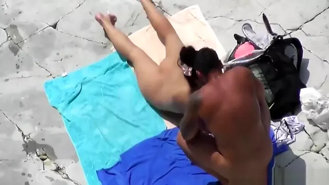 Stroking his dick on the beach made him fuck me