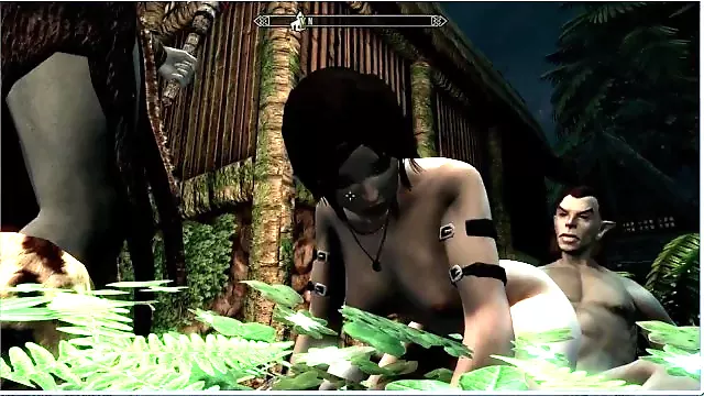 Lara Croft. A famous girl gets fucked by a blacksmith and an elf  Skarim porno