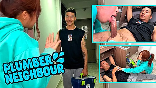 Young neighbour plumber unclogs my pipes - Thiago Lopez & Celeste Alba