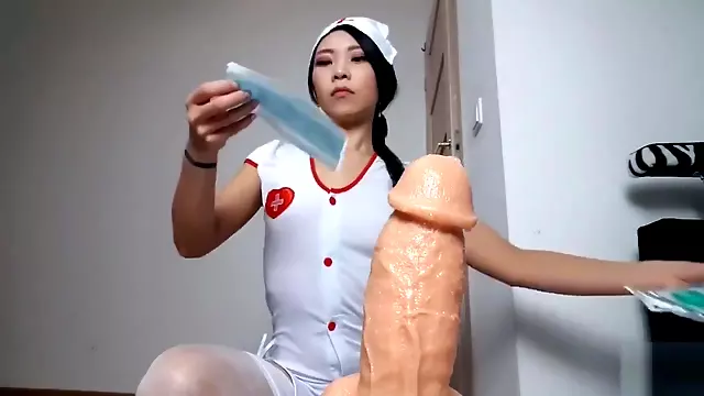Asian Handschuhe, Asiatische Krankenschwestern, Asian Spielzeug, Fetisch Dildo, Dildo Maske Gefickt