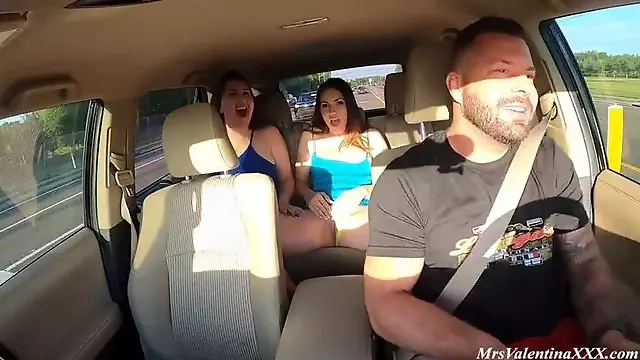 Step Sisters Seduce Handsome Uber Driver In Public