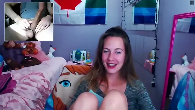 Adorable, Brace-Faced Teen Cam Girl is Floored by Huge, Veiny Dick