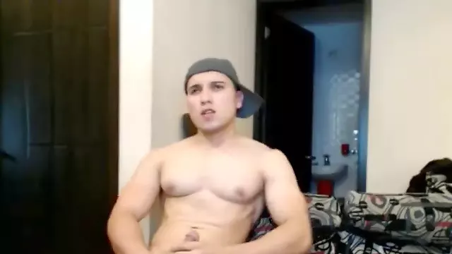 Verbal muscle flex, flex and cum twink, naked solo flex cum