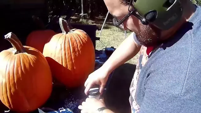 Pumpkin Explosion!!!! Shot with AR15 and Explosive - Really Cool!