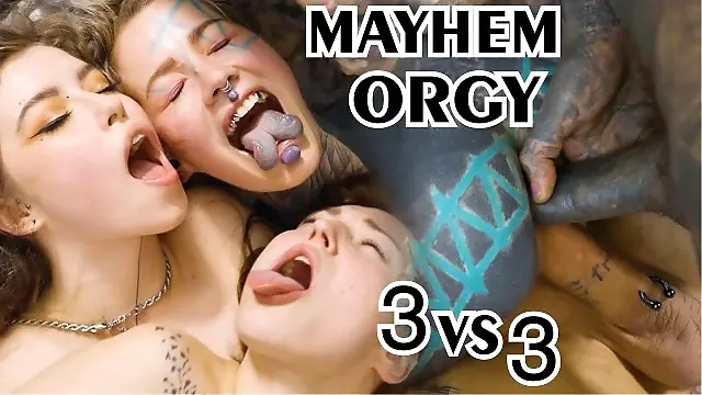 hardcore alternative ORGY - 3 on 3 anal fuck - ATM, gape, DP, ass to mouth, big dick, facial