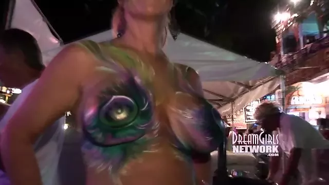 Painted Tits And Pussies At A Swinger Festival