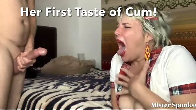 Her First Taste of Cum: Swallowing Her Teacher   s Nasty Cum For A Good Grade