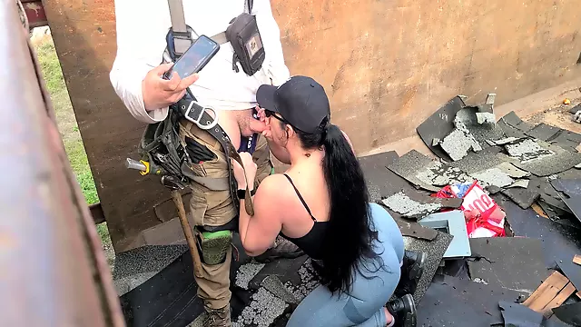 Sucking Off The Construction Crew Down The Road Part Two. Cum In Mouth