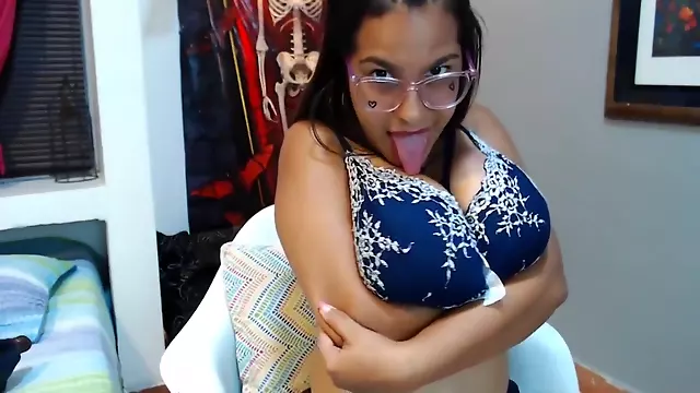 Busty Latina Nathalia Reveals Huge Boobs And Licks Nipples