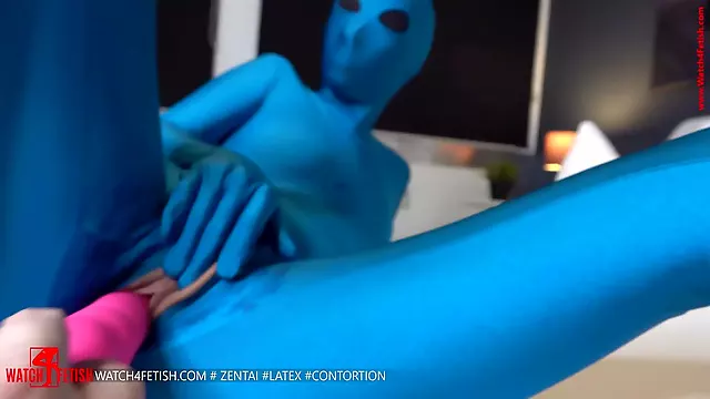 Enjoy the Zentai doll spoiled with new toy